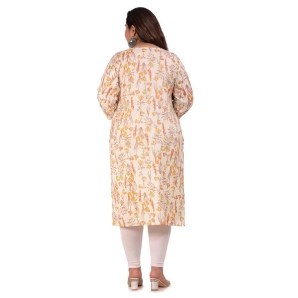 Generic Women's Office wear Floral Printed Capsule Straight Kurti (Orange)