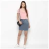 Generic Women's Denim Draw String Buttoned Skirt (Blue)