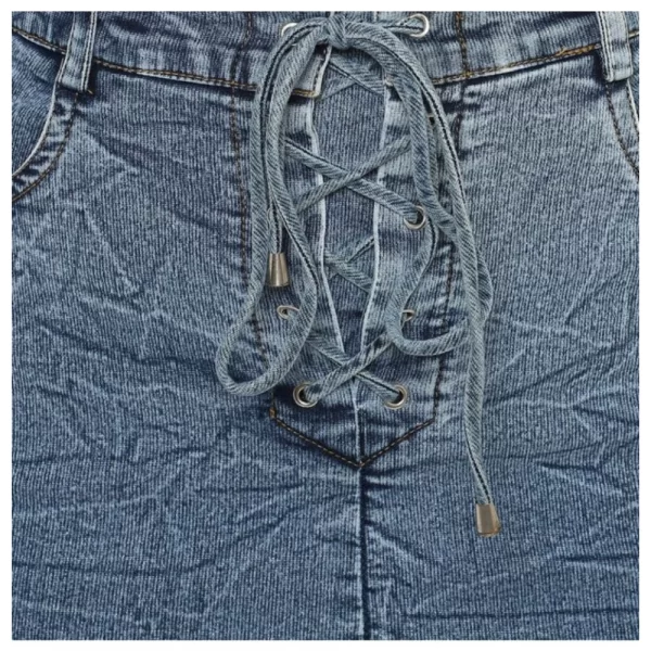 Generic Women's Denim Draw String Buttoned Skirt (Blue)