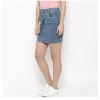 Generic Women's Denim Draw String Buttoned Skirt (Blue)