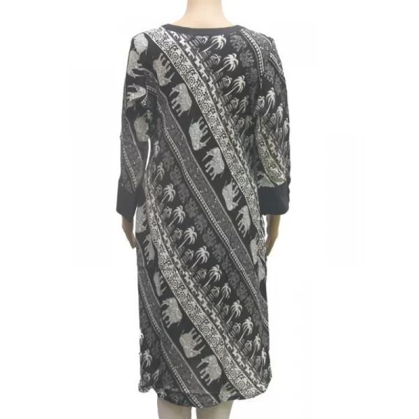 Women's Rayon Kurtis (Black, White, XL)