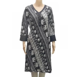 Women’s Rayon Kurtis (Black, White, XL)