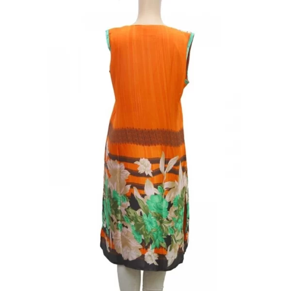 Women's Synthetic Kurtis (Orange, Multi, L)