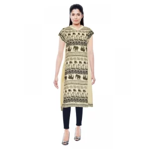 Women’s Rayon Kurtis (Beige, L)