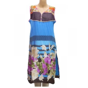 Women’s Synthetic Kurtis (Blue, M)