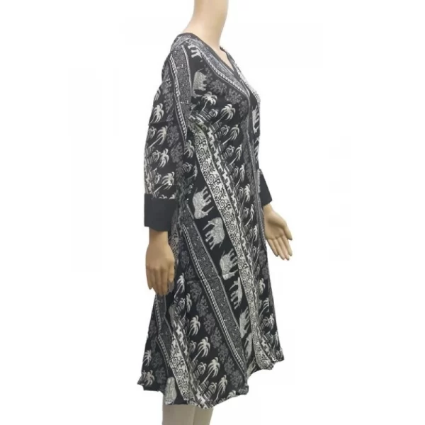 Women's Rayon Kurtis (Black, White, XL)