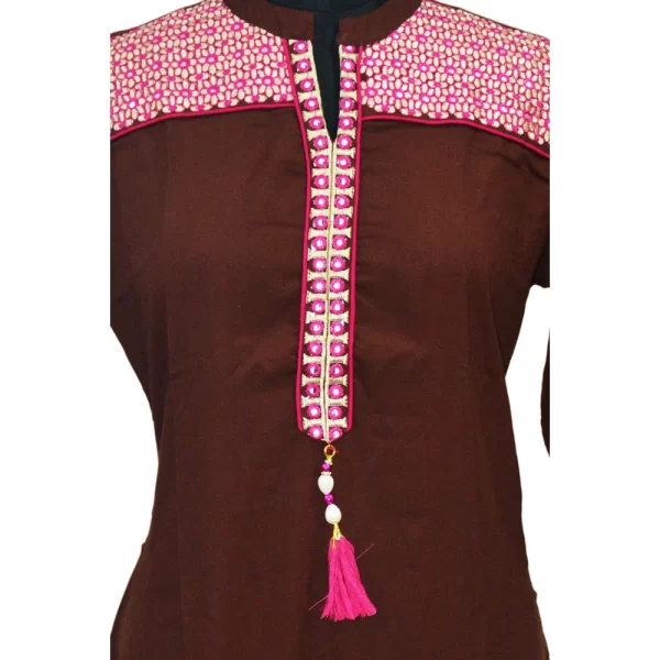 Women's Rayon Kurtis (Brown, XL)
