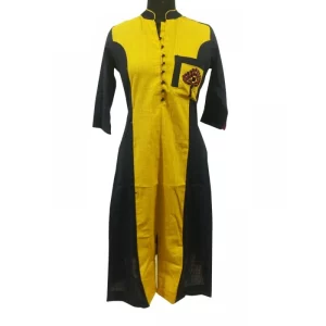 Women’s Cotton Kurtis (Yellow, Black, L)