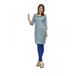 Women’s Cotton Kurtis (Greyish Blue, L)