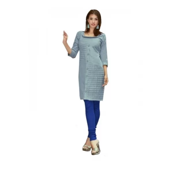 Women's Cotton Kurtis (Greyish Blue, L)