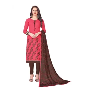 Women’s Slub Cotton Unstitched Salwar-Suit Material With Dupatta (Pige , 2-2.5mtrs)