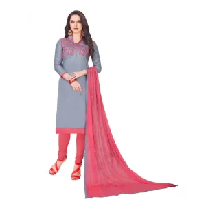Women’s Glaze Cotton Unstitched Salwar-Suit Material With Dupatta (Ash , 2-2.5mtrs)