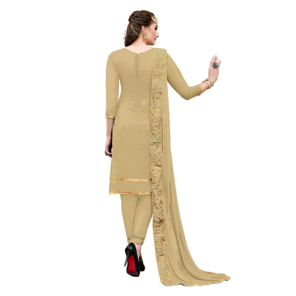 Women's Chanderi Cotton Unstitched Salwar-Suit Material With Dupatta (Light Green, 2-2.5mtrs)