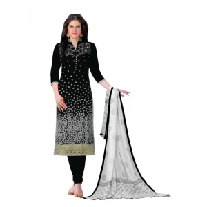 Women’s Cotton Unstitched Salwar-Suit Material With Dupatta (Black, 2.20 Mtr)