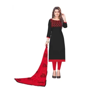 Women’s Glaze Cotton Unstitched Salwar-Suit Material With Dupatta (Black, 2 Mtr)