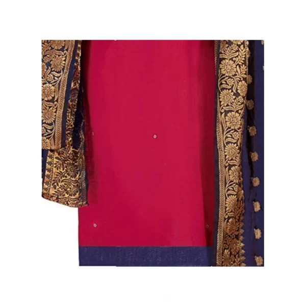 Women's Slub Cotton Unstitched Salwar-Suit Material With Dupatta (Magenta, 2 Mtr)
