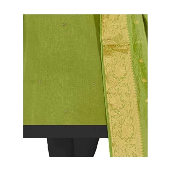 Women's Slub Cotton Unstitched Salwar-Suit Material With Dupatta (Mahendi Green, 2 Mtr)