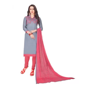 Women’s Glaze Cotton Unstitched Salwar-Suit Material With Dupatta (Grey, 2 Mtr)