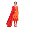 Women's Slub Cotton Unstitched Salwar-Suit Material With Dupatta (Orange, 2 Mtr)