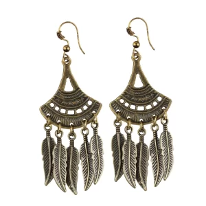 Generic Women’s Gold Plated Leaf Design Earrings-Gold