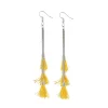 Women's Silver Plated Hook Dangler Hanging Tassel Fashion Earrings-Silver