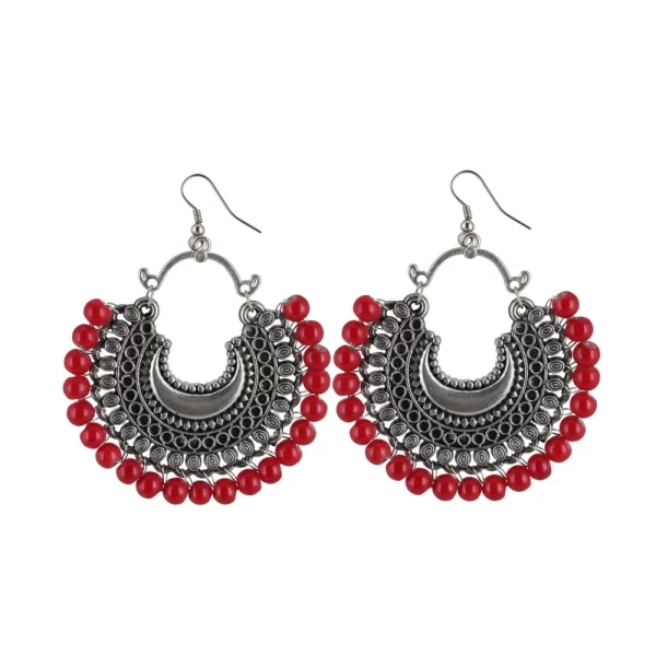 Generic Women's Silver Plated Hook Dangler Hanging Beads Earrings-Silver