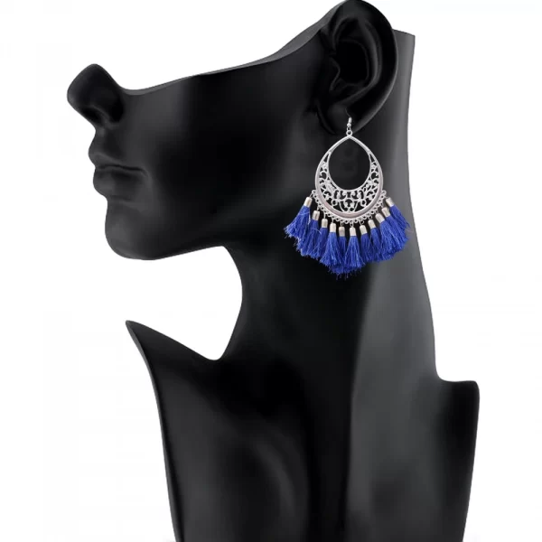 Women's Silver Plated Hook Dangler Hanging Tassels Earring-Silver