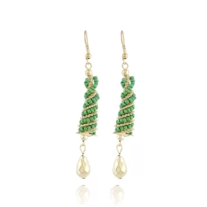 Generic Women’s Alloy Hook Dangler Hanging Earrings-Green