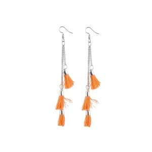 Generic Women’s Tassels Beads Hook Dangler Hanging Hanging Earrings-Orange