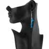 Women's Tassels Beads Hook Dangler Hanging Hanging Earrings-Blue
