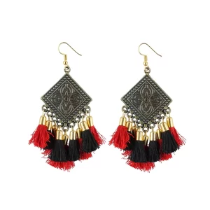 Generic Women’s Alloy Hook Dangler Hanging Tassel Earrings-Multicolour