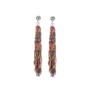 Generic Women’s Alloy, Beads Hook Dangler Hanging Earrings-Multicolour