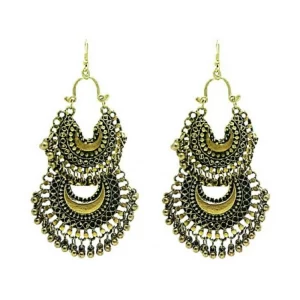 Generic Women’s Gold Plated Hook Dangler Hanging Earrings-Gold