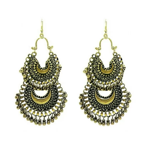 Women's Gold Plated Hook Dangler Hanging Earrings-Gold