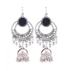Women's Silver Oxidized Hook Dangler Hanging Afgani Tribal Fancy Earrings-Silver