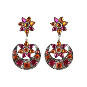 Generic Women’s Silver plated Hook Dangler Hanging Earrings-Multi