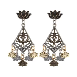 Generic Women’s Alloy, silver Plated Hook Dangler Hanging Earrings-Golden