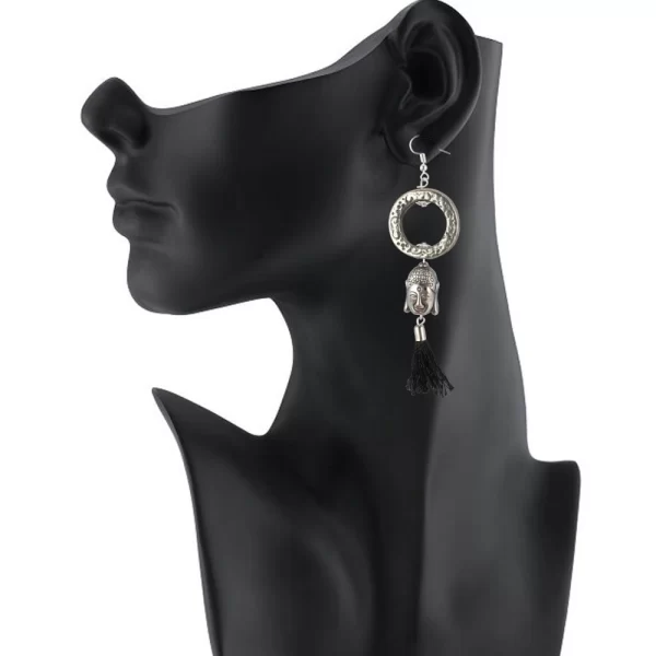 Women's Oxidized Silver plated Buddha Style Earrings-Silver