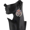Women's Oxidize Silver plated Hook Dangler Hanging Afgani Earrings-Multicolour