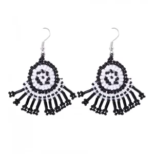 Generic Women’s Alloy, Thread Hook Dangler Hanging Earrings-Black