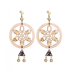 Generic Women’s Alloy, Beads Hook Dangler Hanging Earrings-Brown
