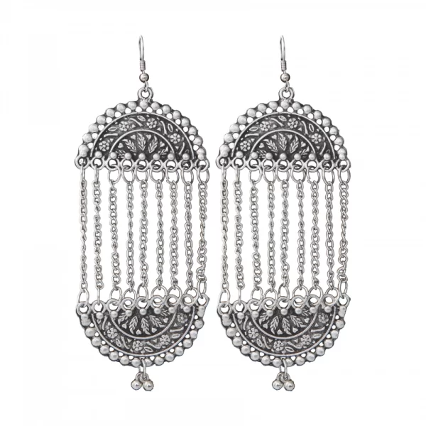 Generic Women's Silver Plated Hook Dangler Hanging Earrings-Silver
