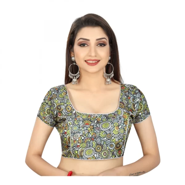 Generic Women's Satin Silk, Inner-Cotton Full Stitched Padded Blouse (Black)