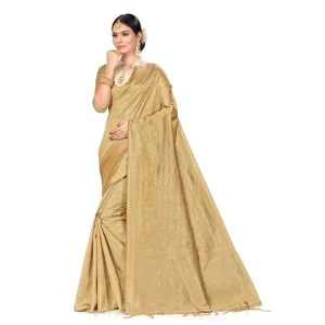 Women’s Banarasi Silk Saree (Cream, 5-6mtrs)