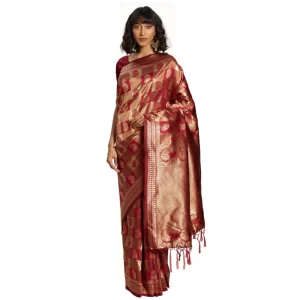Women’s Banarasi Silk Saree (Red, 5-6mtrs)