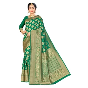 Women’s Banarasi Silk Saree (Green, 5-6mtrs)