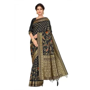 Women’s Banarasi Silk Saree (Black, 5-6mtrs)