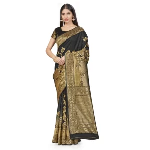 Women’s Banarasi Silk Saree (Black,5-6 Mtrs)