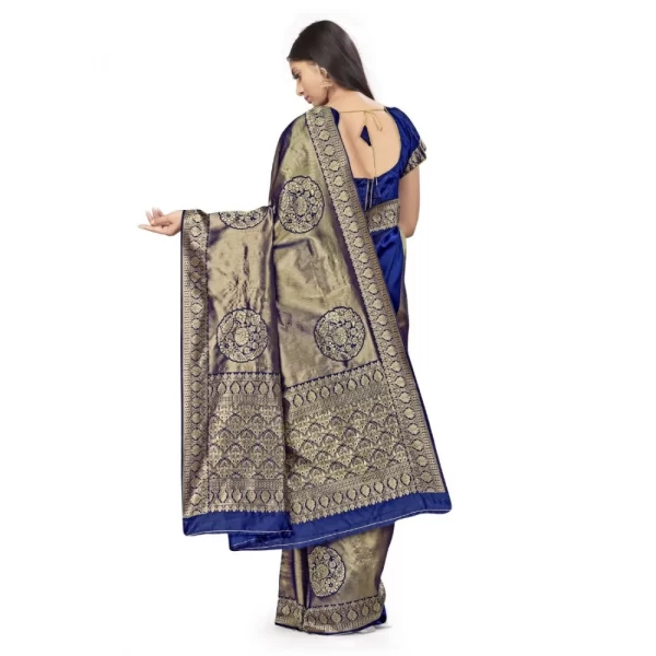 Women's Banarasi Silk Saree (Navy Blue,5-6 Mtrs)
