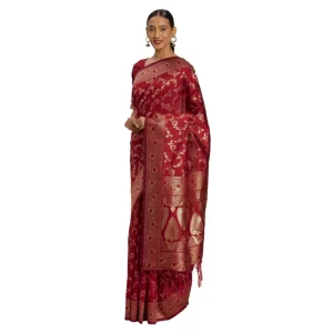 Women’s Banarasi Silk Saree (Red,5-6 Mtrs)